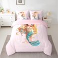 thumbnail image 2 of jejeloiu Mermaid Tail Print Bedding Comforter Set 7 Pieces,Cartoon Ocean Animal Full Bedding Set,First Letter Y Fitted Sheet Flat Sheet For Girls,Super Cozy Room Decor Reversible, 2 of 8