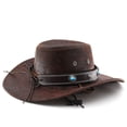thumbnail image 5 of XIAOCHA Men's Turquoise Inlay Band Cowboy Hat Solid Farm Outdoor Wide Brim Western Hat,Coffee, 5 of 7