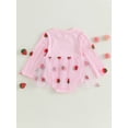 thumbnail image 4 of xiaxaixu Infant Girl Rompers Strawberry Print Mesh Patchwork Crew Neck Long Sleeve Jumpsuits Newborn Fall Clothes Baby Bodysuits, 4 of 8