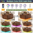 thumbnail image 6 of Fluted Lift Top Coffee Table with LED Lights, 35" Square Farmhouse Coffee Table with Large Hidden Compartment & Rising Top, Modern Wood Multi-Function Center Tables for Living Room, Walnut, 6 of 8