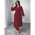 thumbnail image 5 of Wedding Guests Dresses Women Formal Maxi Dress Plus Size Twist Front V-Neck Wrap Cocktail Dress Evening Party Red XL, 5 of 8