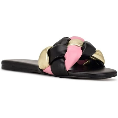 Nine West Lula 3 Warm Blush Open/Rounded-Toe Synthetic Slide Sandal (9.5, Warm Blush)