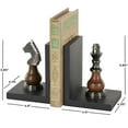 thumbnail image 3 of DecMode 4" Chess Black Aluminum Metal Bookends with Aluminum Accents (Set of 2), 3 of 9