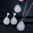 thumbnail image 2 of Elegant 3pc Jewellery Sets White CZ Topaz Dangle Drop Necklace Earrings and Ring, 2 of 9