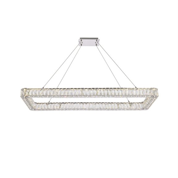 Monroe 50 inch LED single rectangle pendant in chrome