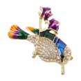 thumbnail image 1 of VERDANVERSE Crystal Rhinestone Magpie Brooch with Enamel Alloy Flower for Clothing Decoration, 1 of 6