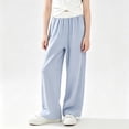 thumbnail image 2 of ZVAVZ Lightweight Wide Leg Pants for Girl Elastic Waist Running Pants Fashion Casual Daily Pants Blue 10-11Years, 2 of 10