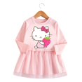 thumbnail image 3 of Hello Kitty nuevo vestido de moda de algodón con estampado de dibujos animados para niñas, falda de malla de manga larga bonita para bebé, vestido pequeño de princesa dulce con cuello redondo, 3 of 5