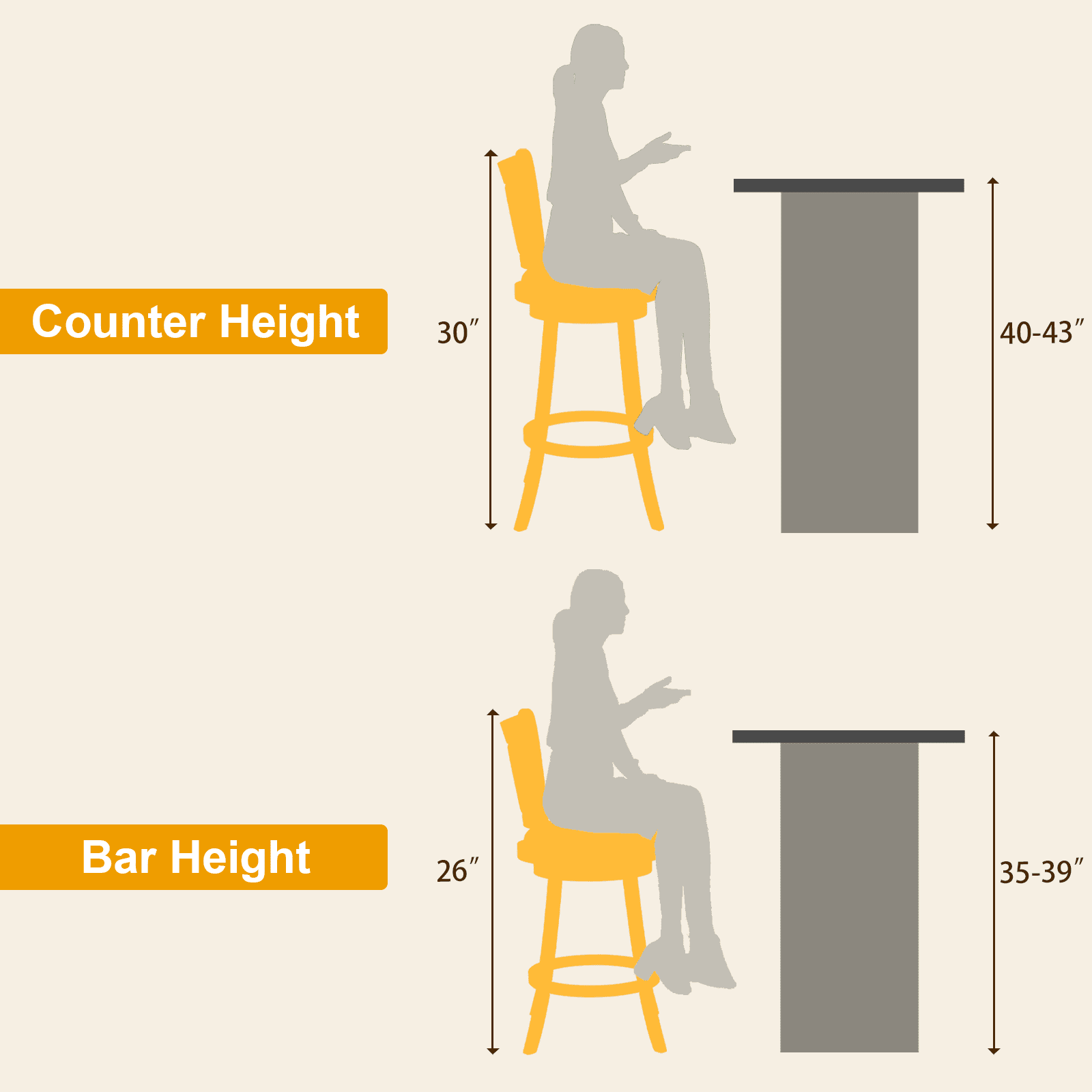 30 Inch Swivel Bar Stools Set of 2 Rotated Counter Height Barstool with High Back Leather Upholstered Kitchen Island Stools Chair for Home Bar, Black