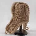thumbnail image 4 of Tnobhg Women Winter Lei Feng Hat Solid Color Plush Lining Knitting Hat with Lanyard Design Thickened Thermal Ear Hat, 4 of 8