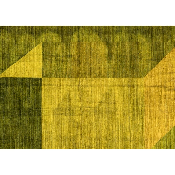 Ahgly Company Indoor Rectangle Abstract Yellow Modern Area Rugs, 7' x 9'