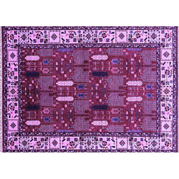 Ahgly Company Indoor Rectangle Oriental Purple Traditional Area Rugs, 5' x 8'