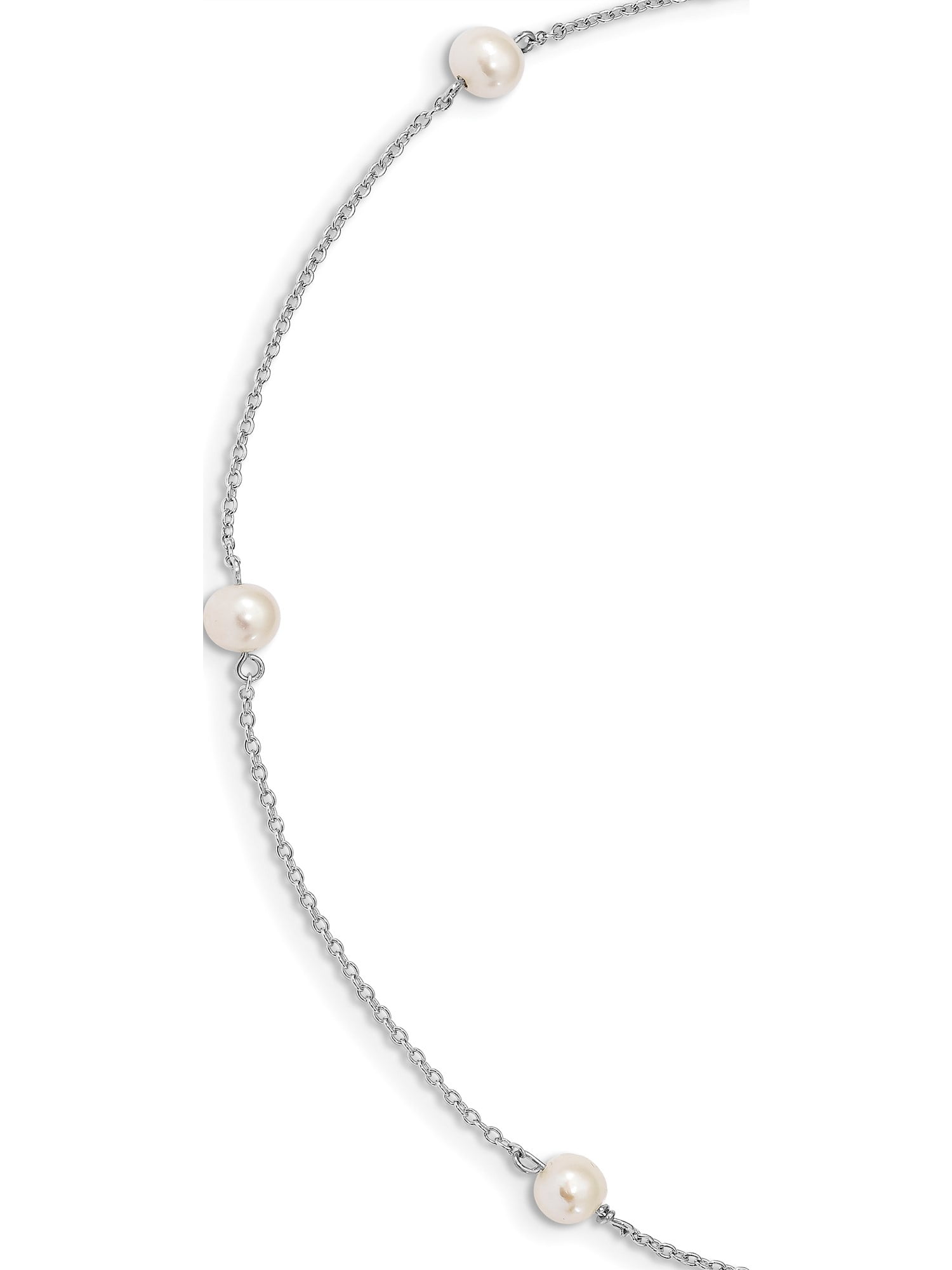 925 Sterling Silver RH-plated Childs 5-5.5mm Freshwater Cultured Pearl 5-Station Necklace 12 Inch