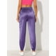 thumbnail image 4 of Pantalones cargo de satén sedoso de tiro alto elástico con cordón para mujer Morado oscuro M Allegra K M, 4 of 6