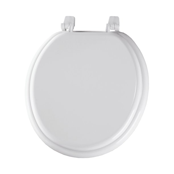 Bemis Round Enameled Wood Toilet Seat in White with TopTite Hinge