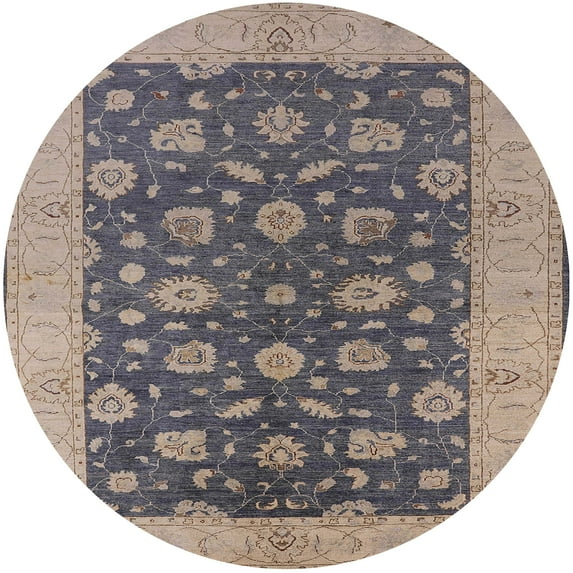 Ahgly Company Indoor Round Mid-Century Modern Gray Oriental Area Rugs, 4' Round