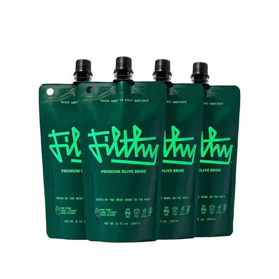 Filthy Olive Brine Premium Cocktail Mixer, 8oz Pouch (4-Pack)