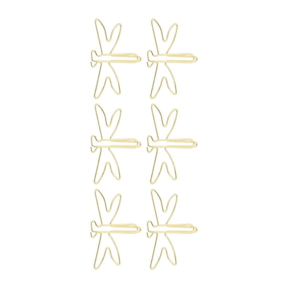 100Pcs Paper Clips Dragonfly Shaping Large Cute Jumbo Wide Paperclips Non Skid Metal Office Supplies Plating Gold