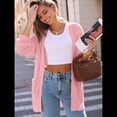 thumbnail image 4 of Cárdigan Extragrande de Punto Suave para Mujer con Bolsillos Rosa XXL, 4 of 8