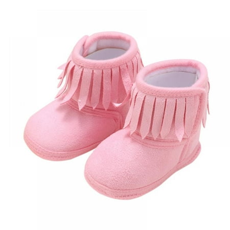 

SYNPOS Fringe Baby Booties for Girls Boys Winter Warm Snow Boots with Tassels Soft Sole Fur Lined Toddler Shoes 0-18 Months