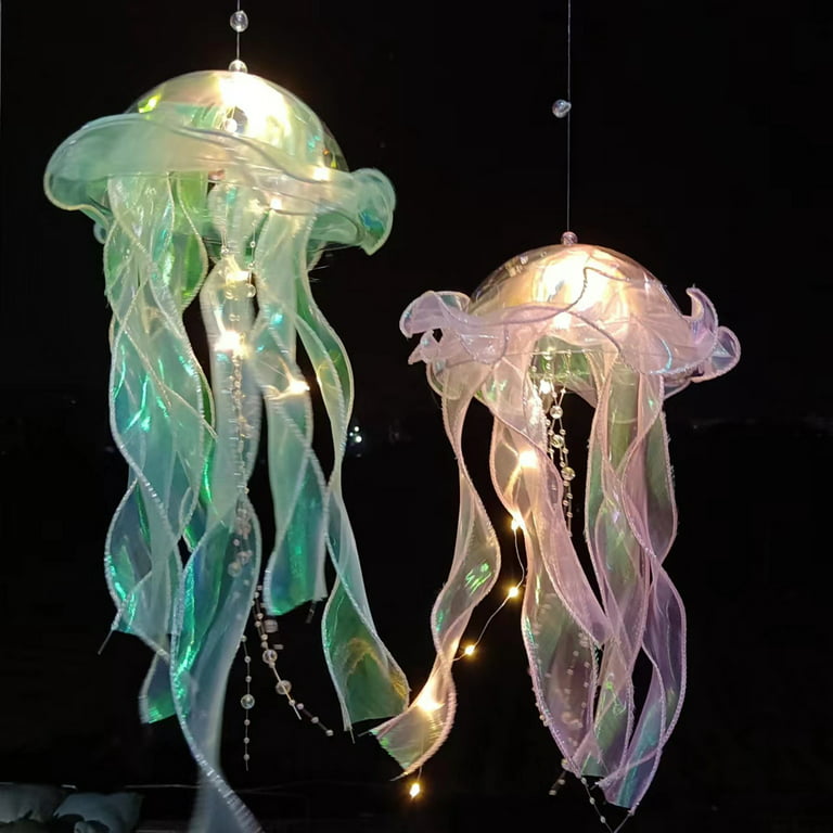 Mairbeon Jellyfish LED Lamp Soft Lighting Battery Operated Jellyfish Lantern LED Hanging Lamp Decoration Holiday Gift for Party, Pink