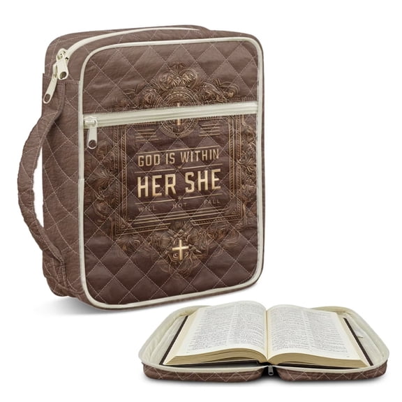 FOR U DESIGNS Floral Pattern Bible Case GOD IS WITHIN HER Bible Carrier Tote Bag Church Bags Bible Journaling Supplies Protective Church Organizer Holder Bag