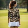 thumbnail image 5 of Uorisanigo Camo Forest Deer Women's 3/4 Sleeve Golf Top Comfortable Polyester Spandex Fabric Athletic Polo Workout Tops Quick Dry Tennis Tops with Zipper Neck Workout Sports, 5 of 7