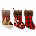 thumbnail image 4 of Limei 1Pcs Christmas Stocking, Christmas Tree Snowflake Lattice Hanging Ornament Stocking Xmas Candy Gifts Bags (Red Plaid), 4 of 7