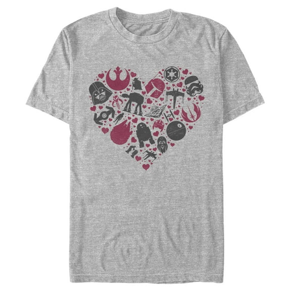 Men's Star Wars Valentine's Day Heart Icons  Graphic Tee Athletic Heather Small