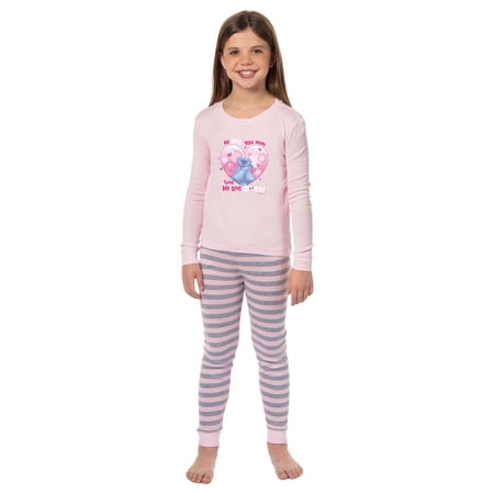 Sesame Street Cookie Monster Girls Love You More 2 Piece Long Sleeve Pajama Set 6