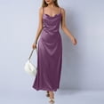 thumbnail image 4 of RXMEKW Robe Maxi en Satin pour Femmes avec Col Bénitier et Bretelles Spaghetti, Robe de Soirée Ajustée Unie pour Invitée de Mariage et Cocktail, 4 of 7
