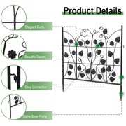 5 Panels Garden Decorative Fence Metal Black Patio Animal Barrier Border Fences, 27.2x26.3inch