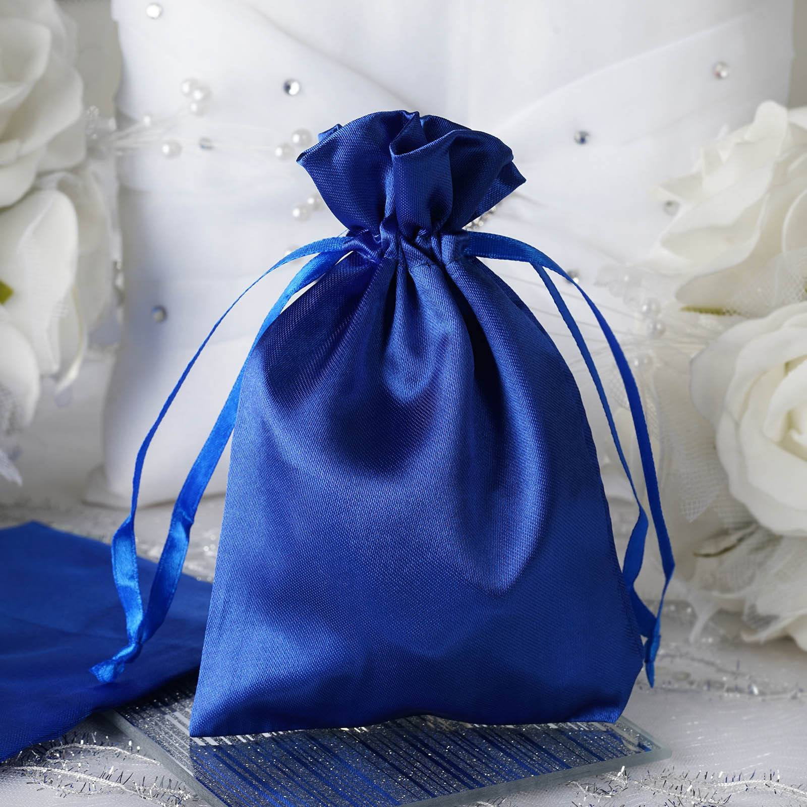 Efavormart 60PCS ROYAL BLUE Satin Gift Bag Drawstring Pouch Wedding ...