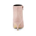 thumbnail image 2 of BLISSFUL STEP Women's Ankle Boots Kitten Heel Pointed Toe Side Zip Faux Suede Boots Dust Pink 6.5, 2 of 7