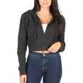 thumbnail image 5 of MixMatchy Women's Solid Long Sleeve Zip Up Crop Detail Hoodie Jacket, 5 of 5