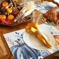 thumbnail image 6 of Fall Placemats Set of 4 Blue White Pumpkin Place Mats Thanksgiving Placemat Shell Starfish Coral Leaf Table Mats for Dining Kitchen Table Holiday Dinner Party Home Fall Decorations 13x19 Inch, 6 of 8