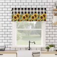 thumbnail image 4 of nqOlkjepod Sunflower Checkered Farmhouse Short Window Curtain Valances, Black Buffalo Plaid Pastoral Flowers Rod Pocket Kitchen Valances for Living Room Bedroom Bathroom Cafe, 1 Panel - 42" x 18", 4 of 8