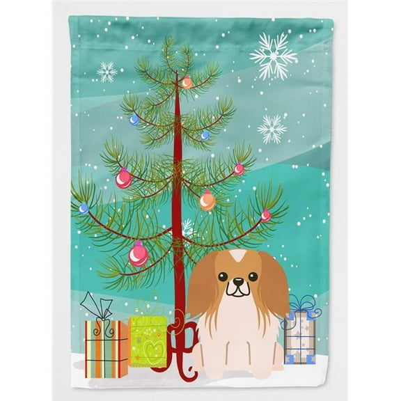 Caroline's Treasures BB4228CHF Merry Christmas Tree Pekingnese Red White Flag Canvas House Size , Large, multicolor