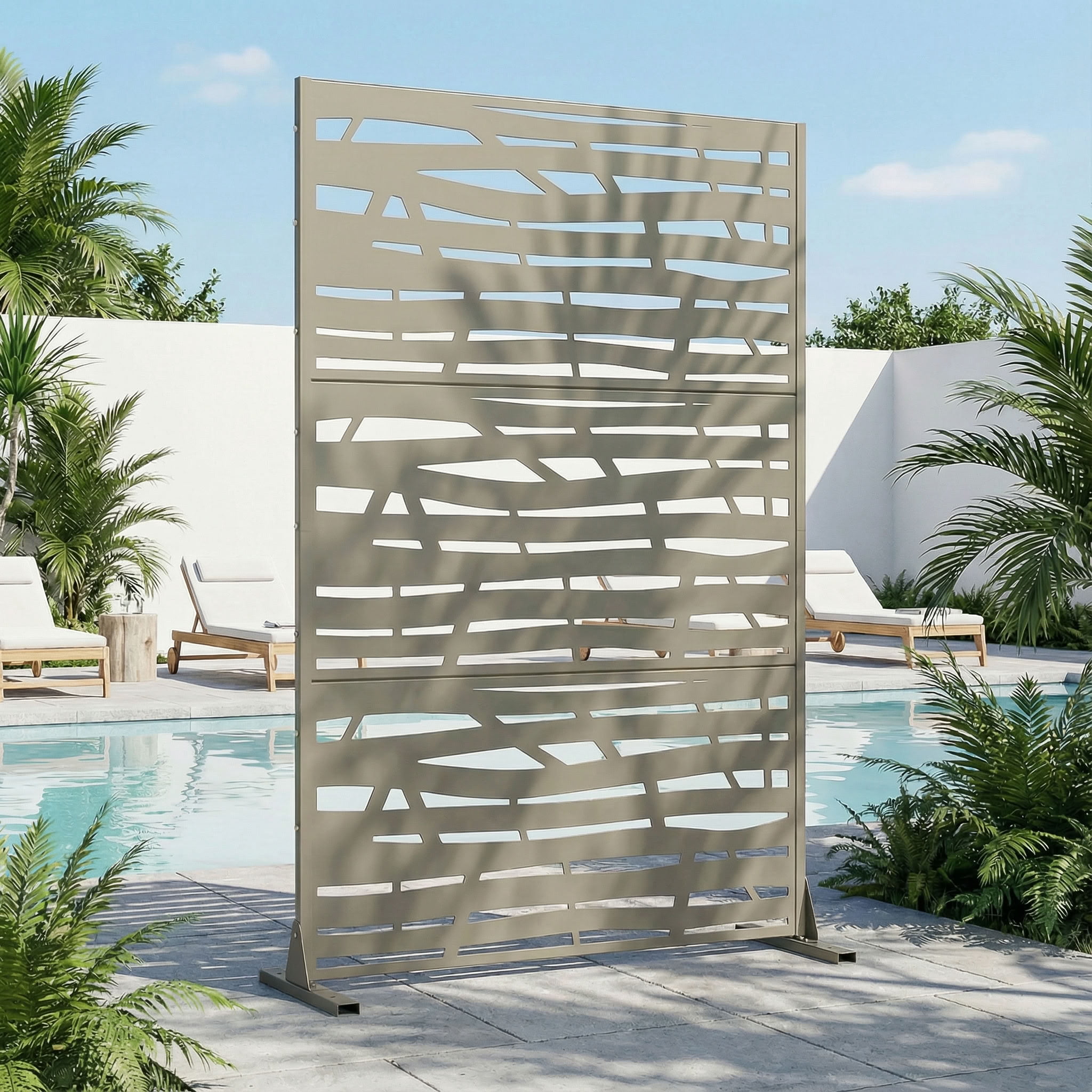 MAYEERTY 72*35in Outdoor Privacy Screen, Powder Coated Metal Privacy Fence, Yard Privacy Panel for Patio, Balcony, Garden