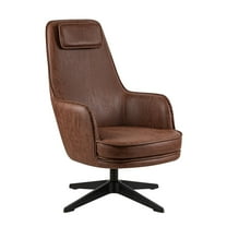 Furniture of America Alto Brown Faux Leather Accent Chair with Padded Headrest