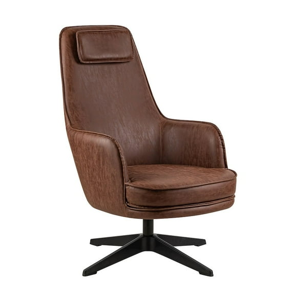 Furniture of America Alto Brown Faux Leather Accent Chair with Padded Headrest