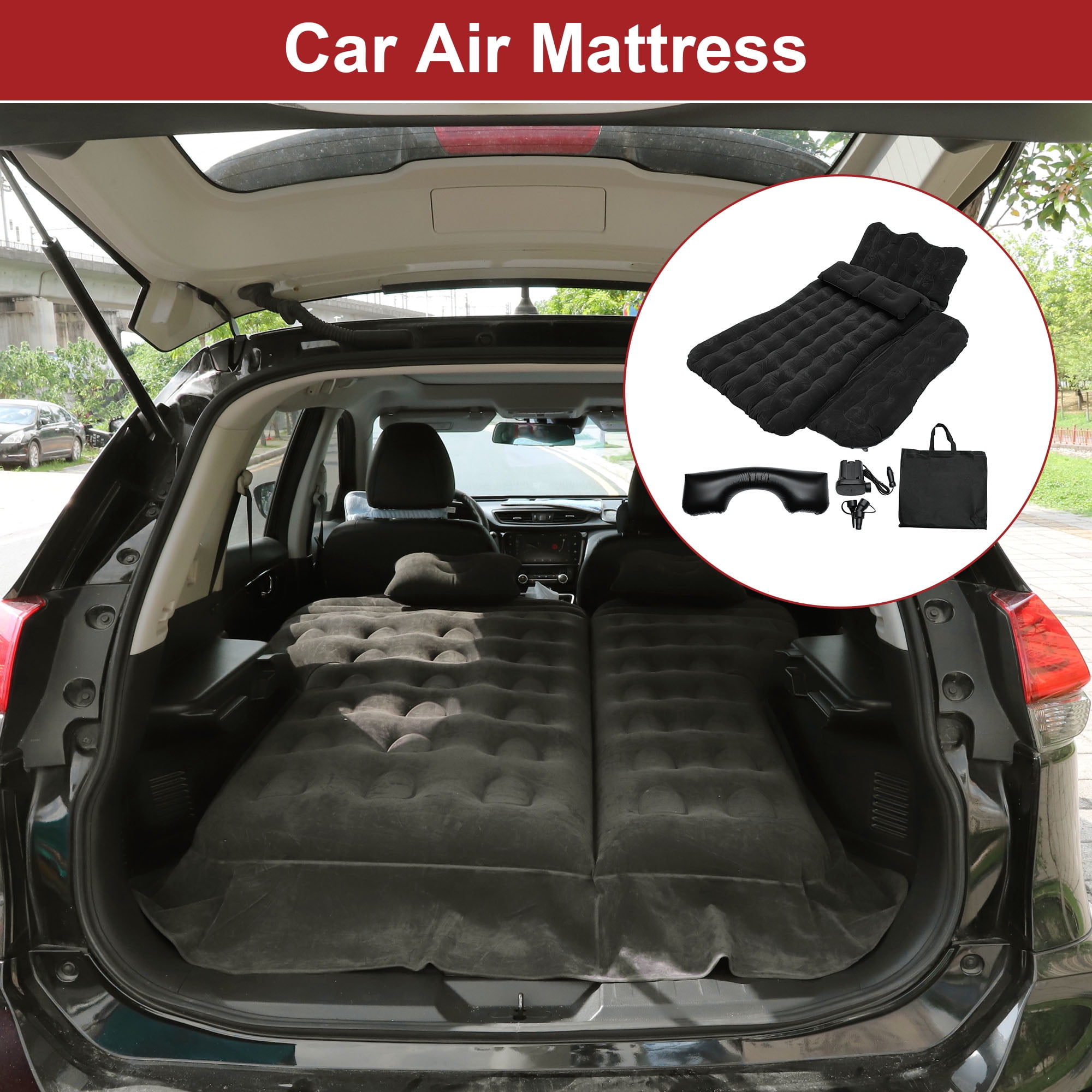 Unique Bargains Split Piers Long Leg Pier Air Pillows Repair Pads Air Pump Car Air Mattress Flocking Black Inflatable Thickened Camping Bed Flocking Mattress