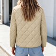 thumbnail image 5 of Short Puffer Jacket Womens Quilted Button Down Collarless Warm Fall Winter Casual Lightweight Windproof Coat with Pockets, 5 of 6