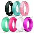 thumbnail image 3 of Janrevotw Colorful Silicone Rings 5.7mm Silicone Rings Yoga Glitter Sports Ring Rings, 3 of 7