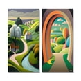 thumbnail image 2 of Designart "Abstract Green Mountains Little Spring River" Abstract Landscape Wall Art Set Of 2 - Modern Green Gallery Set For Office Decor, 2 of 6
