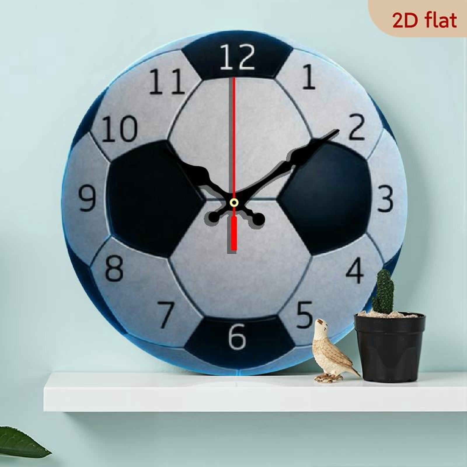 10 Inch Non-Ticking Circular Football Wall Clock for Home, Classroom and Office Decoration
