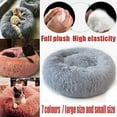 thumbnail image 2 of PureCasa Soft Plush Cute Cozy Dog Cat Bed, Washable Non-Slip Fluffy Pet Bed for Fall Winter, Villus Calming Donut Cushion for Small Cats Dogs, Solid Color, Round, 1 Pack, L 20"x20"x8", Wine, 2 of 3