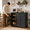 balck, variant on Aiho Farmhouse Kitchen Buffet Cabinet: Freestanding Storage Sideboard with Drawer, Double Doors & Adjustable Shelves, Painted,ALL WHITE