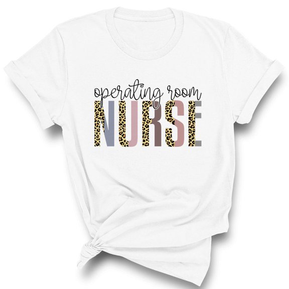 Operating Room Nurse Leopard Print Shirt Unisex Large White