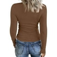 thumbnail image 4 of Womens Long Sleeve V Neck T-Shirts Ribbed Knit Casual Tee Tops Slim Fitted Basic Shirts, 4 of 4